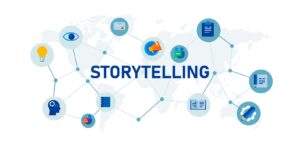 Conceito de storytelling de conhecimento literatura on-line escrevendo conteúdo