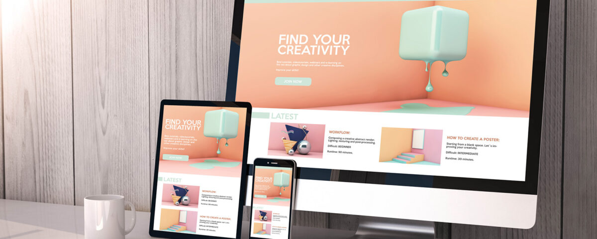 Website responsivo nas telas de computador, tablet e celular