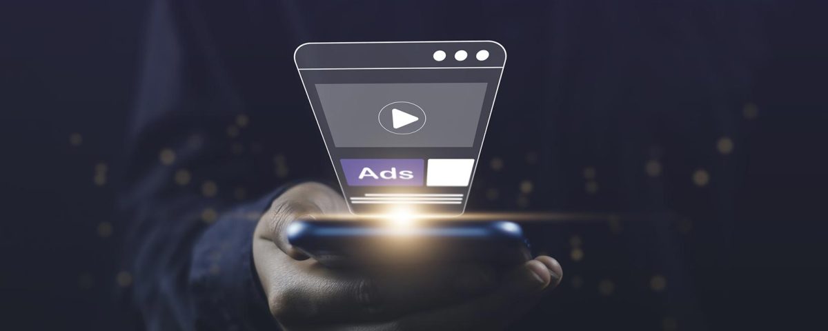 Ilustração de celular com ads